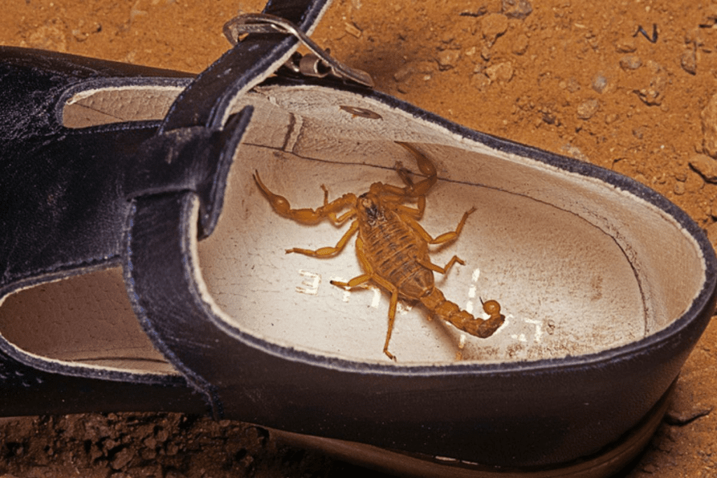 escorpião em sapato infantil